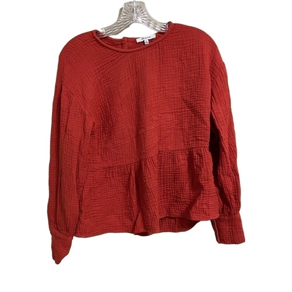 Madewell SZ XS Gauze Button Back Peplum Top - Picture 4 of 7